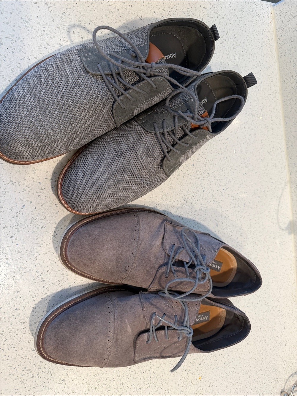 Aldo Men's Grey Lace-Up Derbys – Textured & Suede Pair